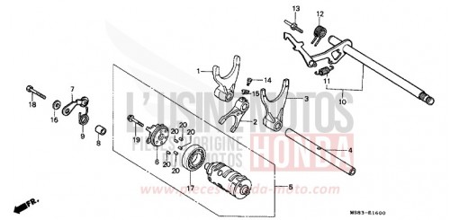 BARILLET DE SELECTION XRV650K de 1989